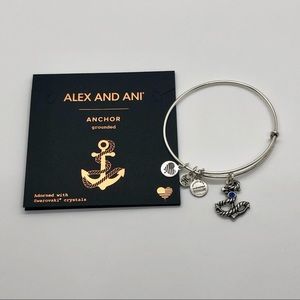 Alex and Ani Anchor Charm Bangle Bracelet - Rafaelian Silver Finish